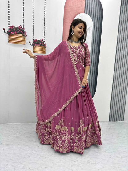 Faux Georgette Designer Party Wear Lehenga - Femenica