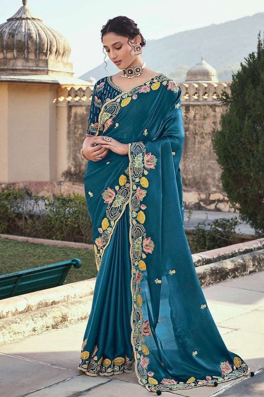 Heavy Embroidery Multi Treads saree - Femenica