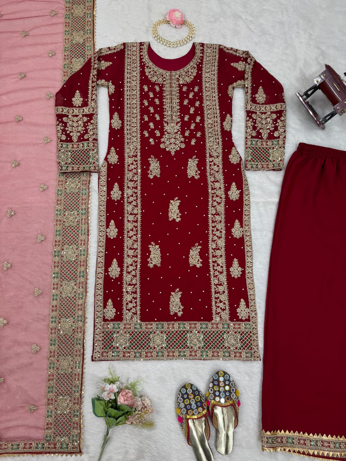 Designer Pakistani Dress in 2 Different Colours Variations