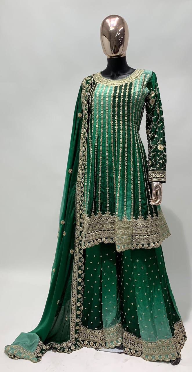 Exquisite Chinnon Silk Embroidered Suit by Femenica | Perfect Elegance