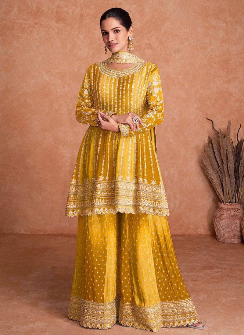 Exquisite Chinnon Silk Embroidered Suit by Femenica | Perfect Elegance