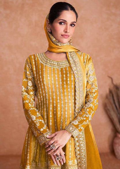 Exquisite Chinnon Silk Embroidered Suit by Femenica | Perfect Elegance