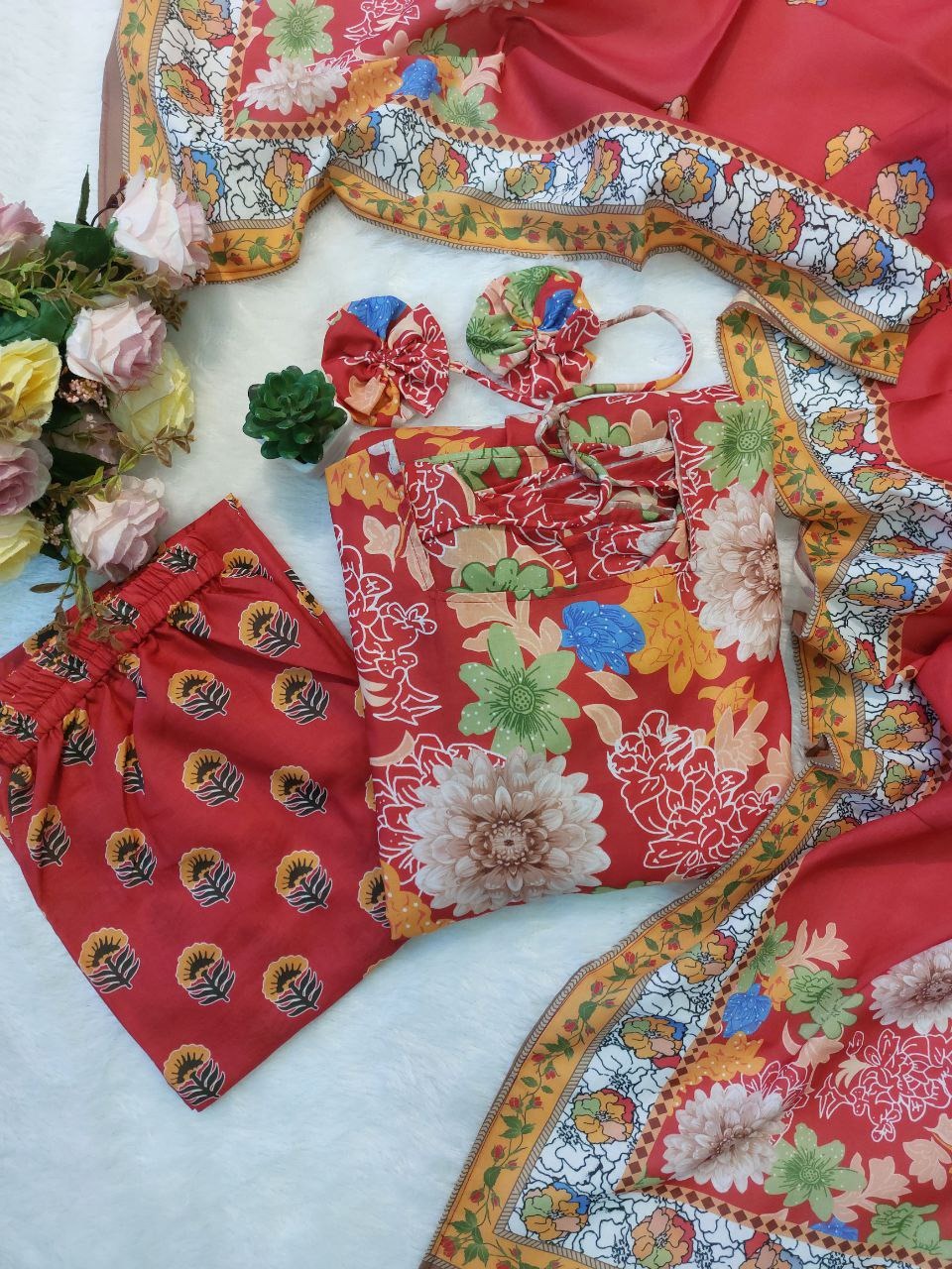 LAUNCHING 3 PIS SUIT SET IN BEAUTIFUL MULTIY COLOR FLOWER