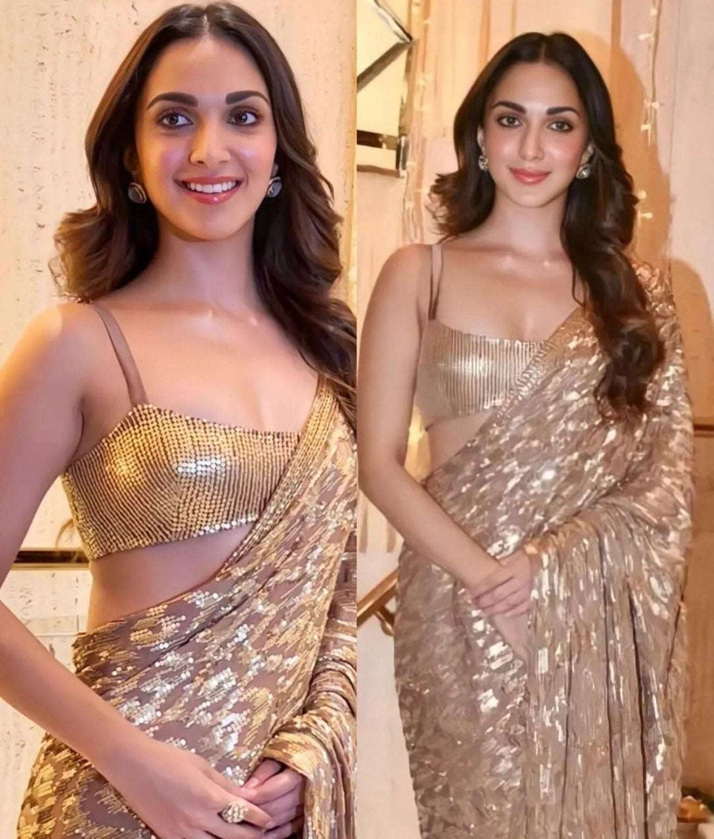 Kiara Advani Style Designer Sequins Saree - Femenica