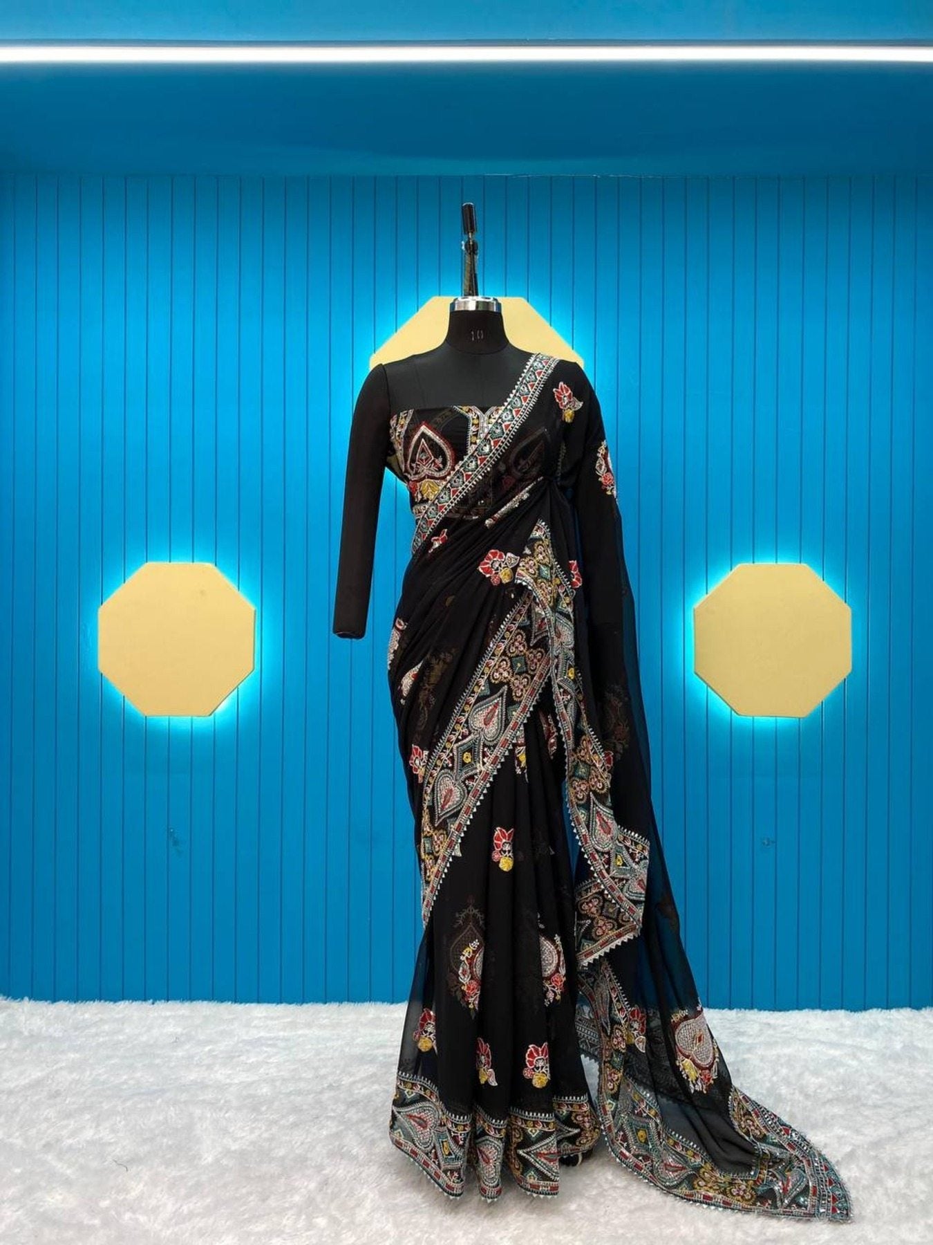 Special Black Georgette Saree - Femenica