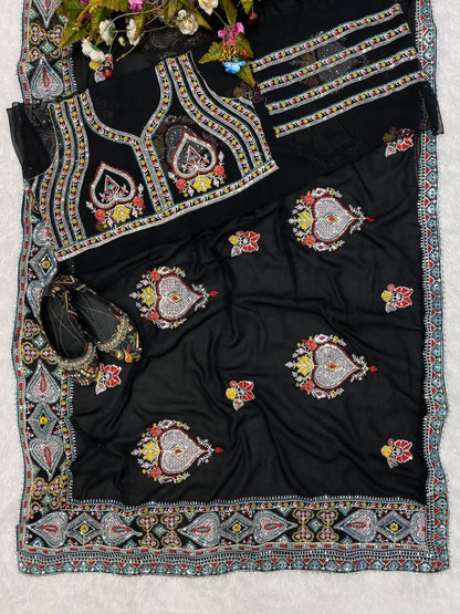 Special Black Georgette Saree - Femenica