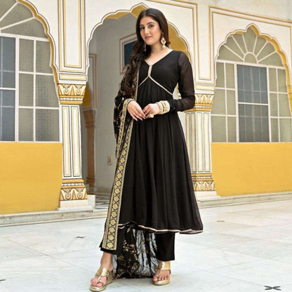 Black Georgette Anarkali Kurti - Femenica