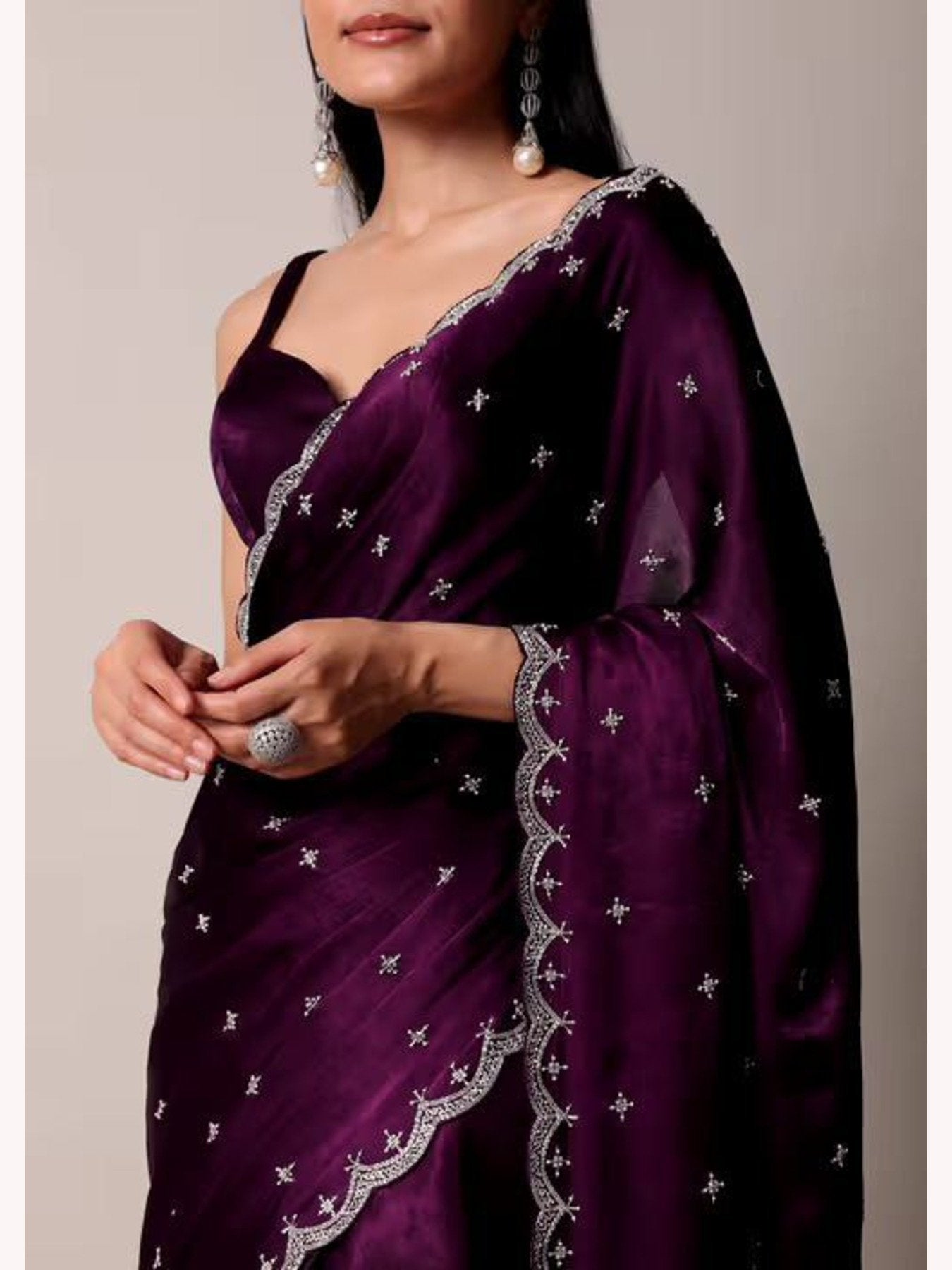 Rangoli Silk Embroidered Purple Saree - Femenica