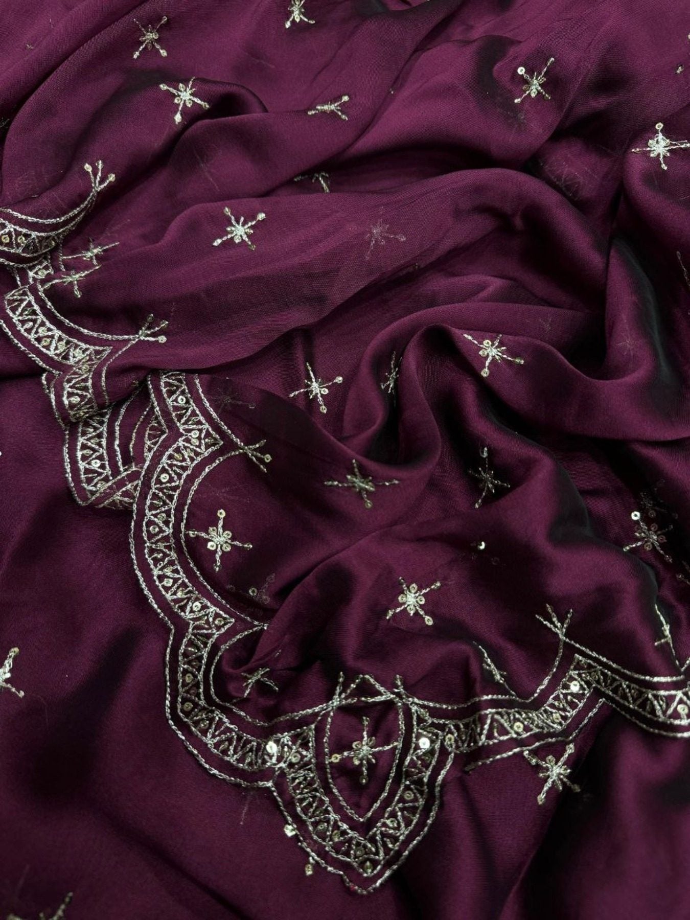 Rangoli Silk Embroidered Purple Saree - Femenica