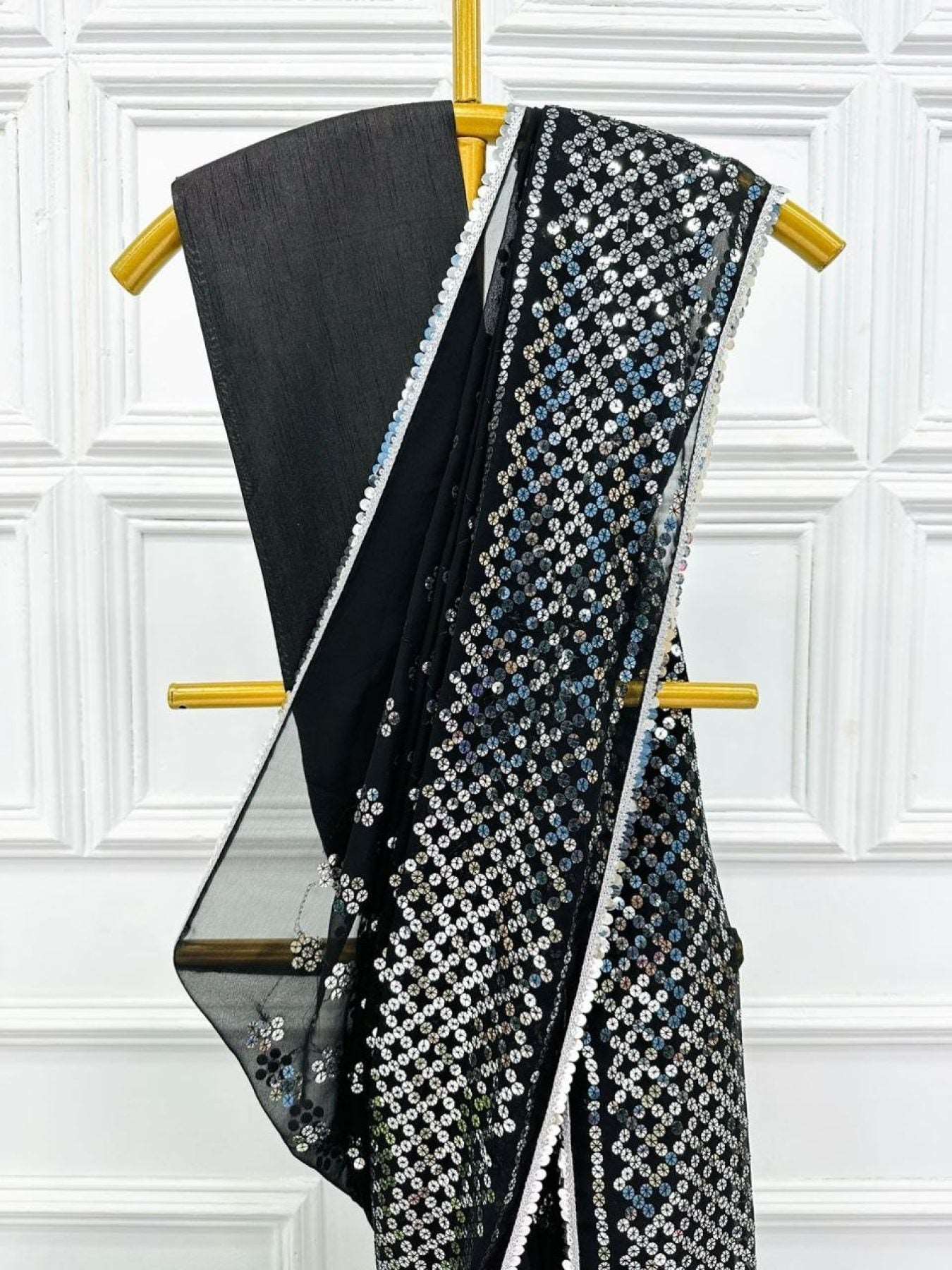 Bollywood Style Black Georgette saree - Femenica