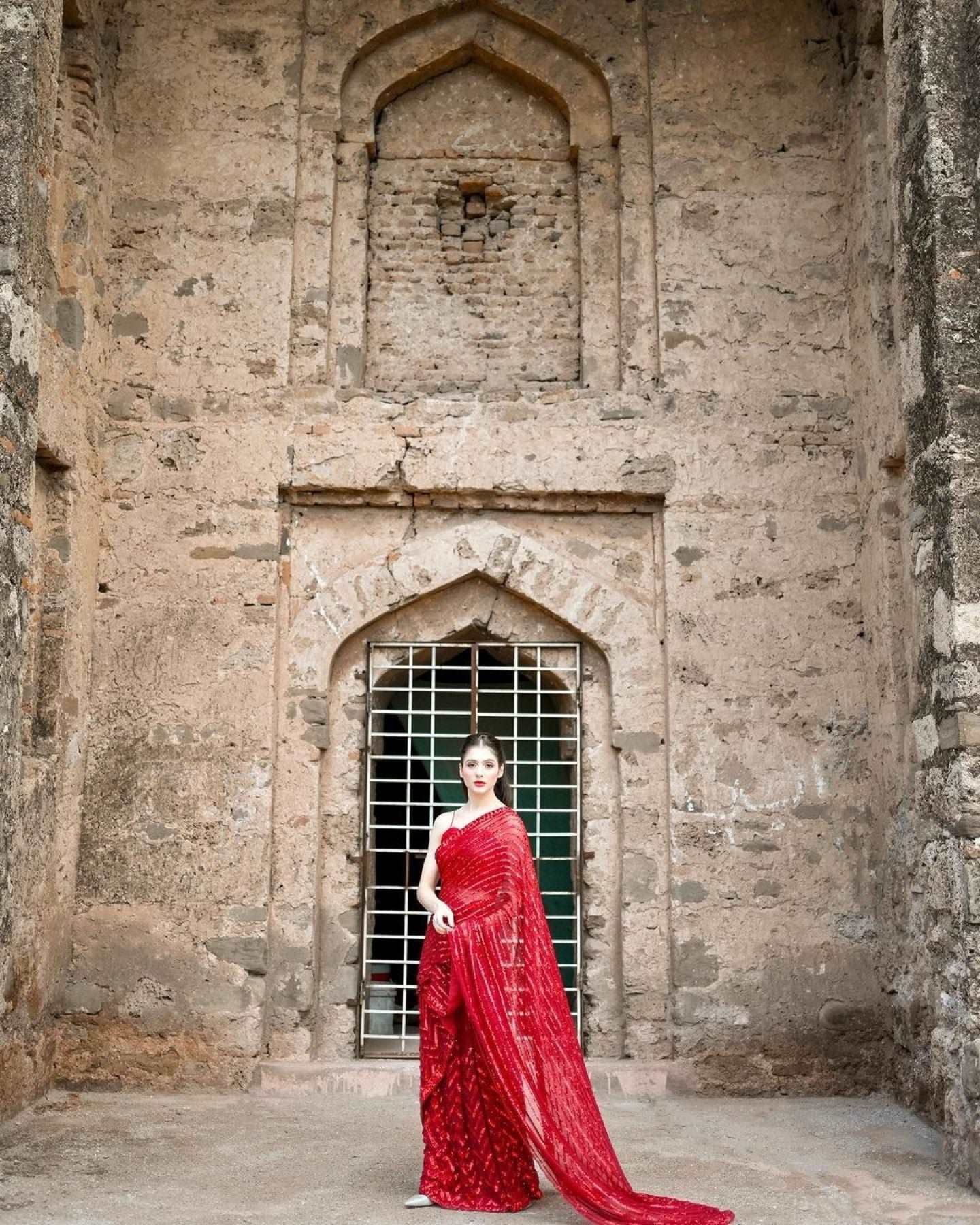 Party Wear Red Saree With Blouse Indian Sabyasachi Saree - Femenica