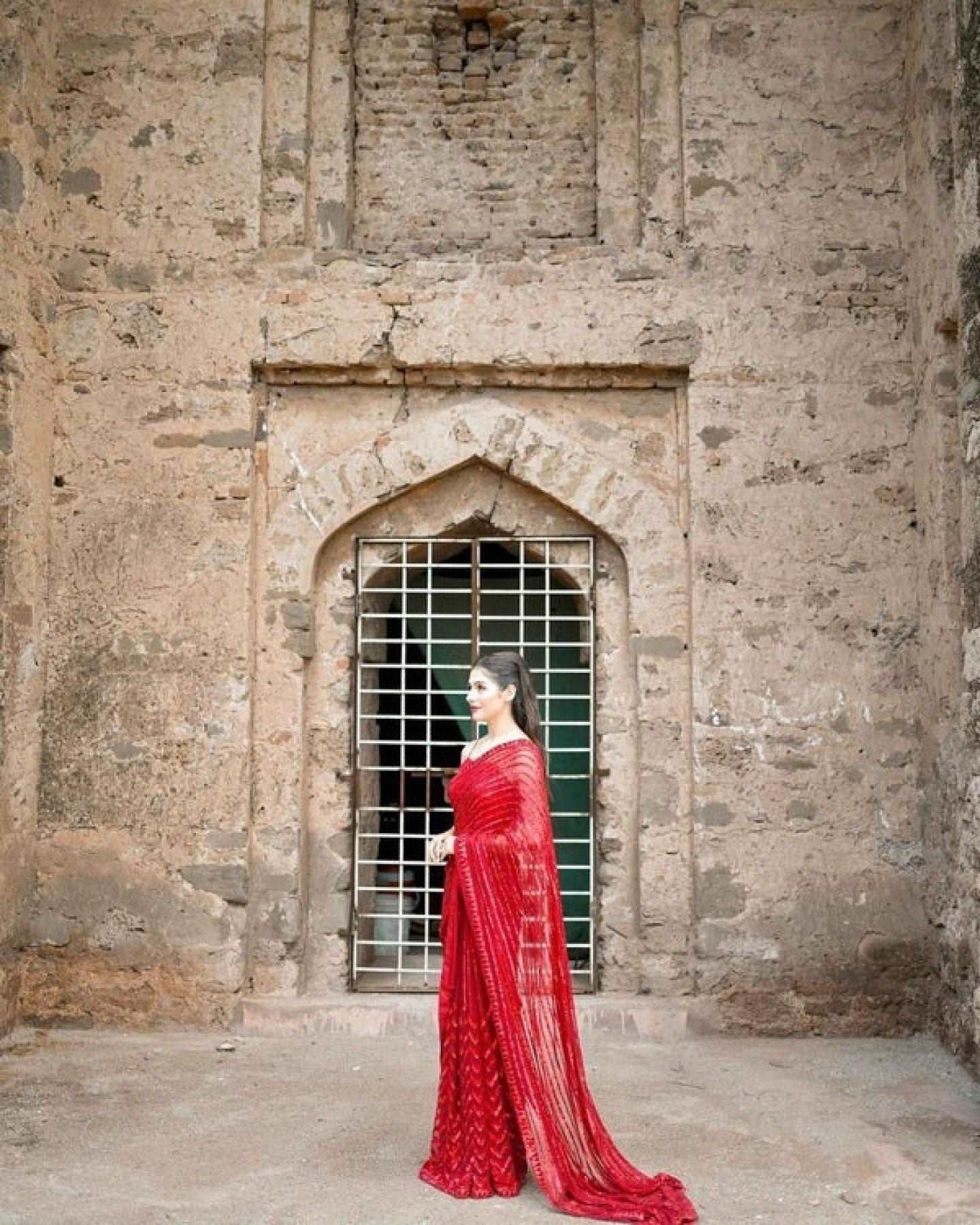 Party Wear Red Saree With Blouse Indian Sabyasachi Saree - Femenica