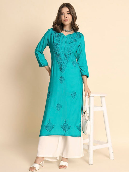 Femenica Premium Lucknowi Chikankari Kurti with Palazzo Set | Elegant Ethnic Wear - Femenica