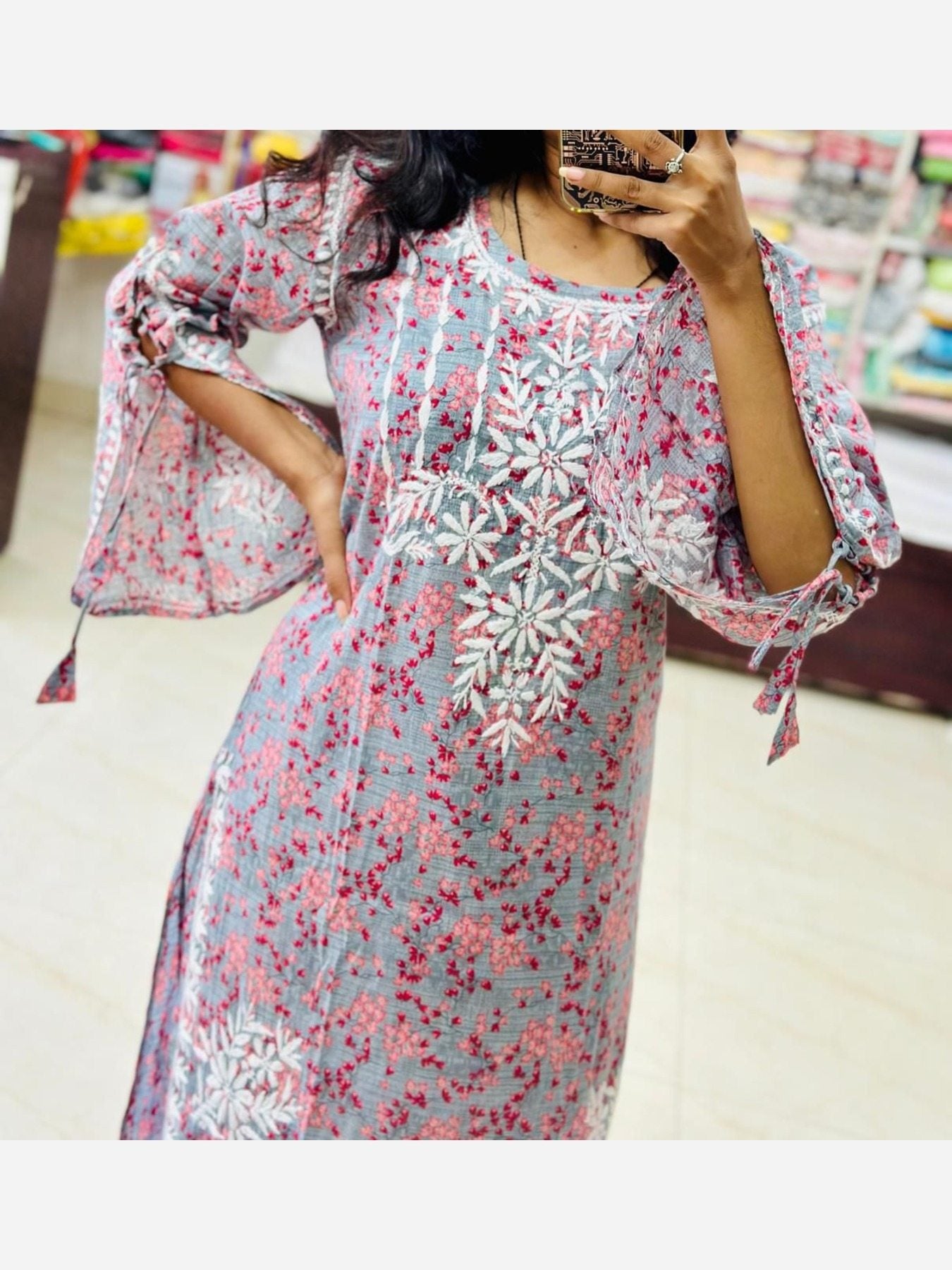 Printed MulMul Chikankari Kurti And Plazzo - Femenica