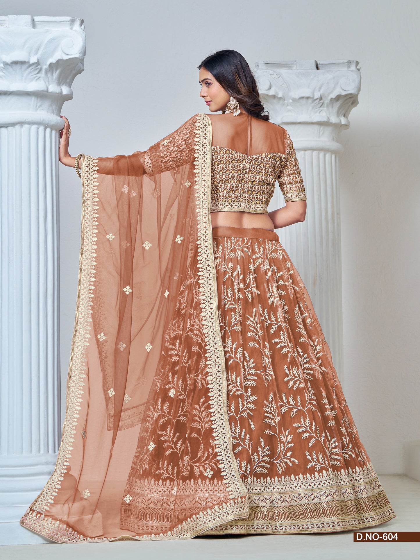 Elegant Net Party Wear Lehenga with Intricate Thread & Sequence Work - Femenica