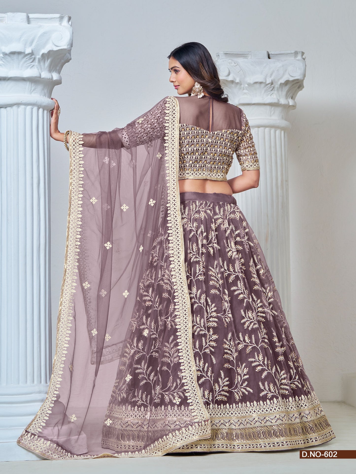 Elegant Net Party Wear Lehenga with Intricate Thread & Sequence Work - Femenica