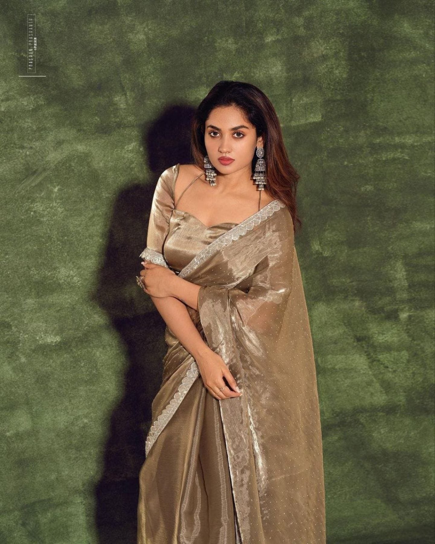 Soft Burberry Jimmy Chuu Saree With HandWork Lace Border - Femenica