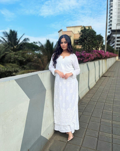 Femenica White Chikankari Embroidery Kurti Set | Timeless Elegance in Ethnic Wear - Femenica