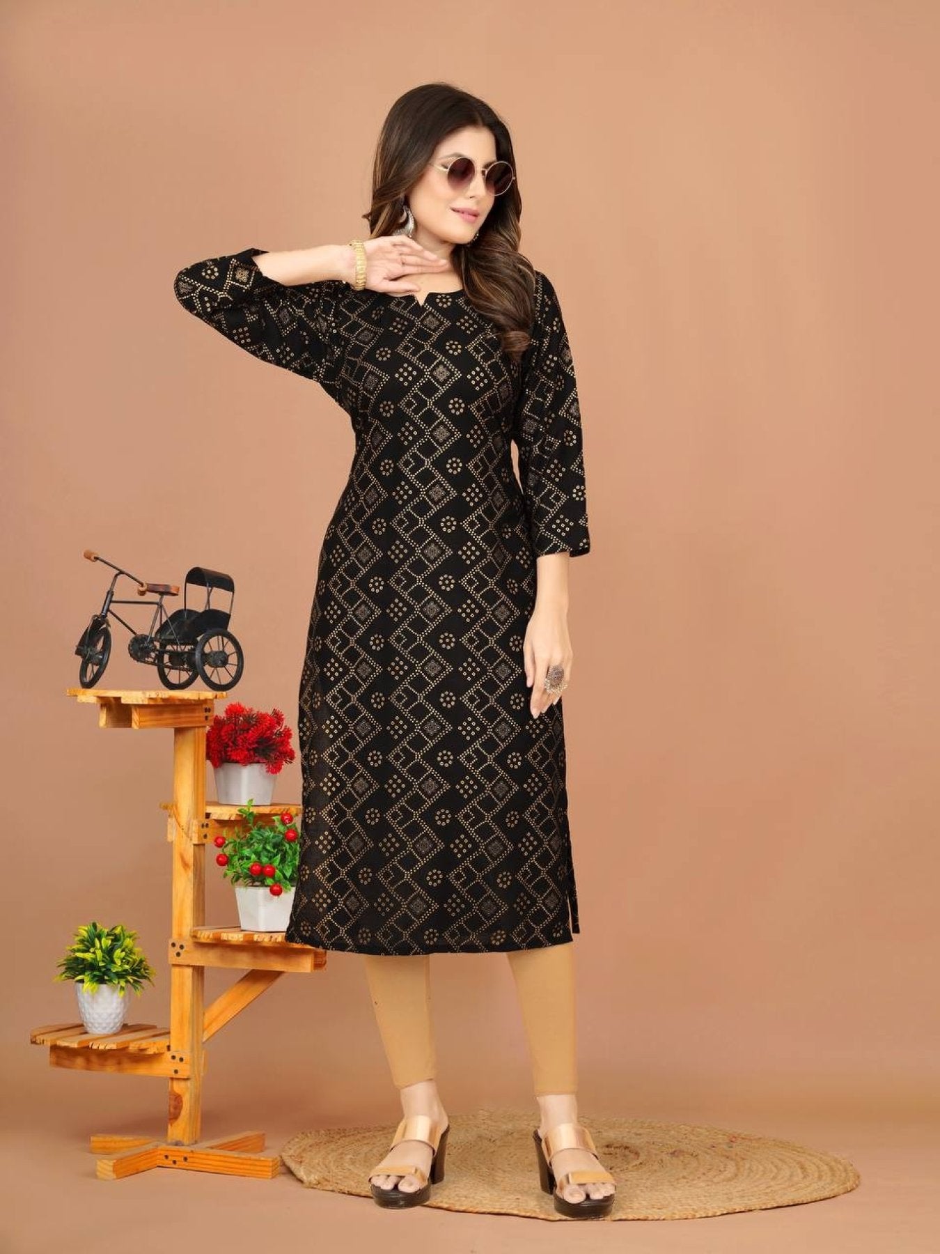 Women Printed Cotton Rayon A line Kurta - Femenica