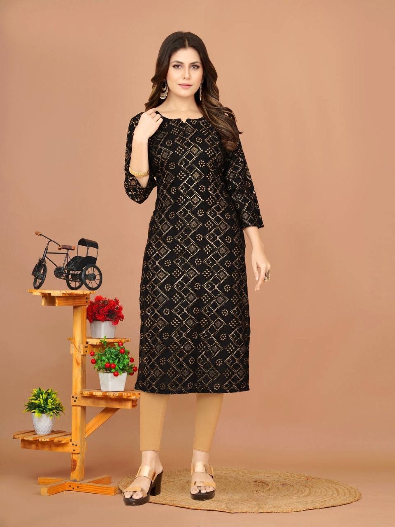 Women Printed Cotton Rayon A line Kurta - Femenica