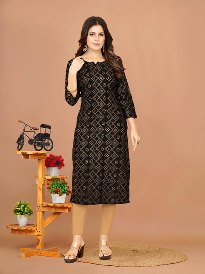 Women Printed Cotton Rayon A line Kurta - Femenica