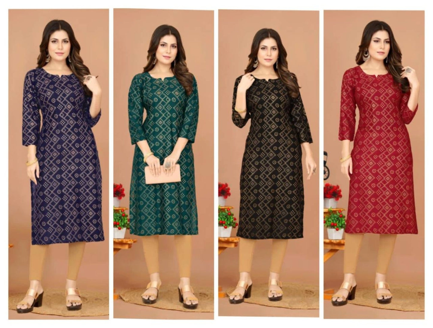 Women Printed Cotton Rayon A line Kurta - Femenica