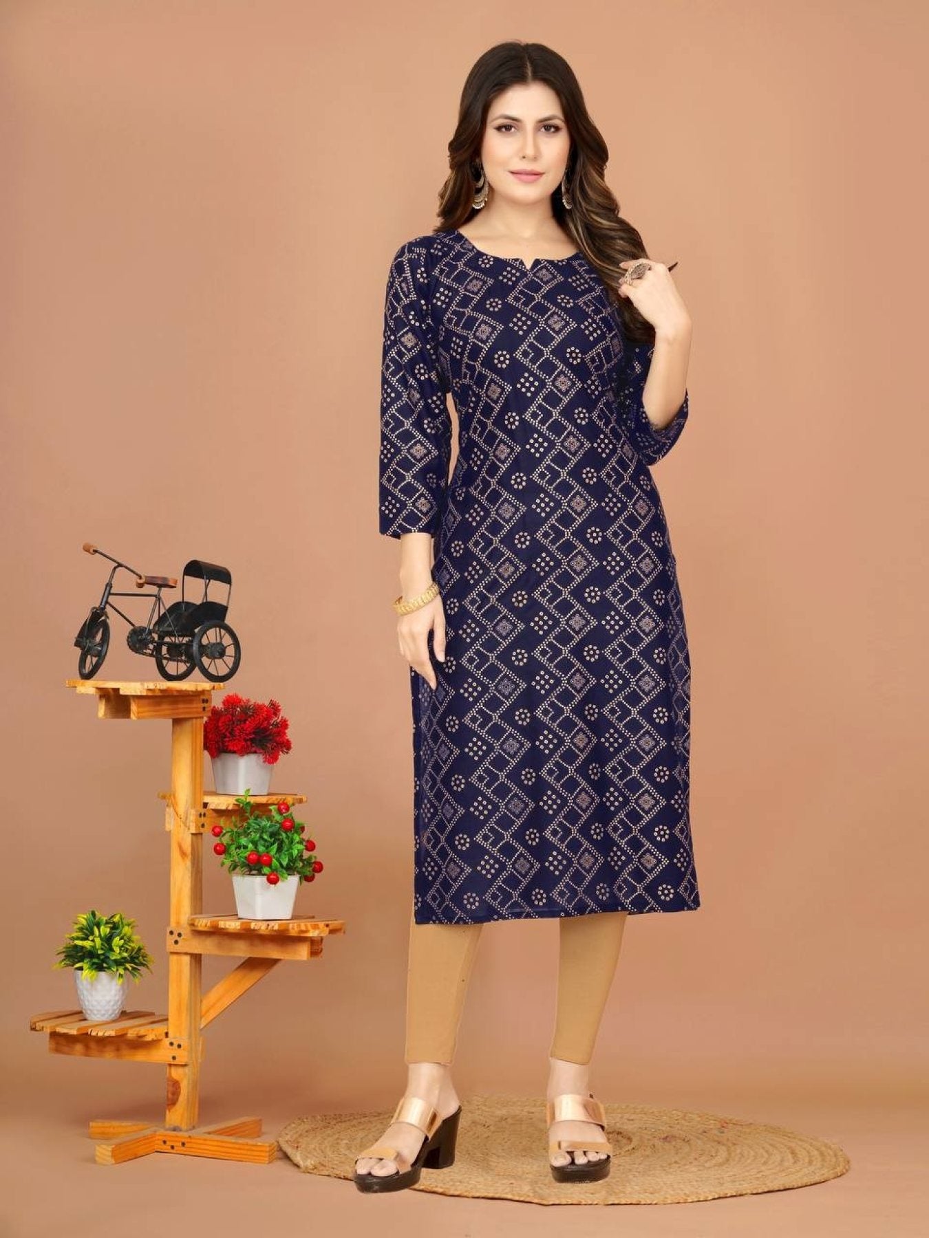 Women Printed Cotton Rayon A line Kurta - Femenica